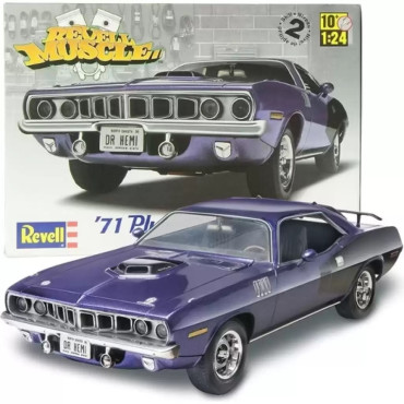 KIT PARA MONTAR REVELL MUSCLE PLYMOUTH HEMI CUDA 426 1971 1/24 70 PEÇAS REV 85-2943 12943